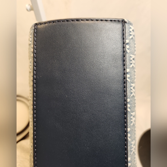 Michael Kors Hamilton Small Logo Embossed Washed Denim Satchel - Picture 8 of 13